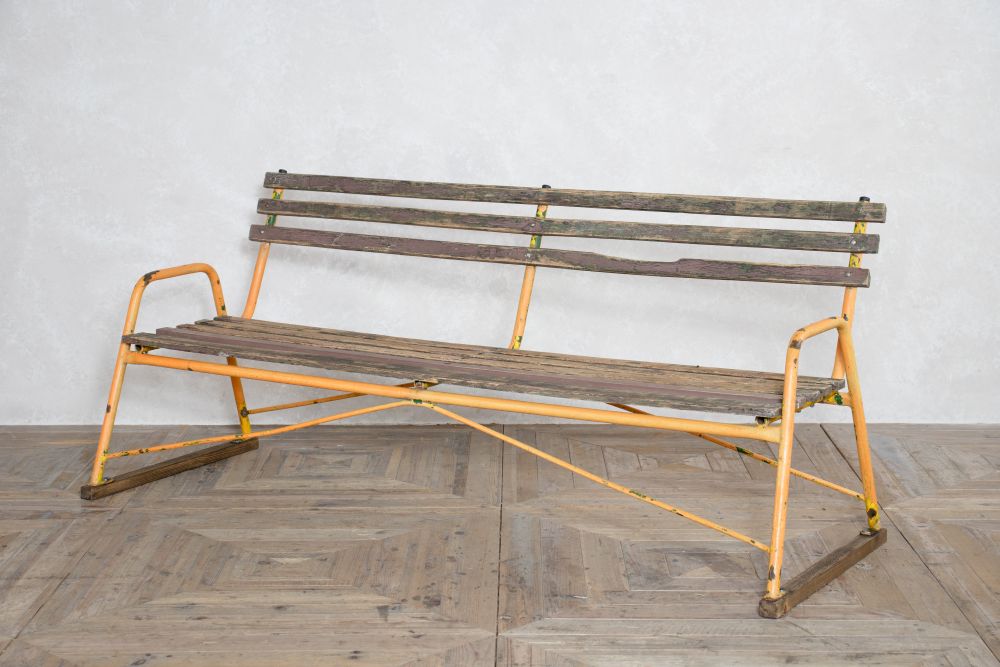 vintage slatted bench